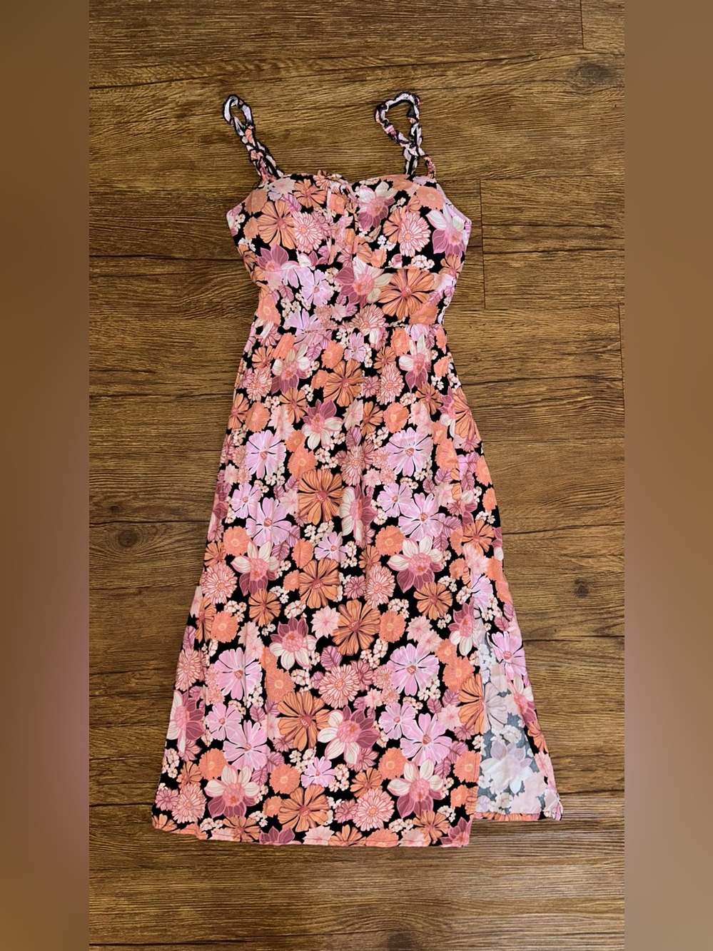 As U Wish Pink & Peach Floral Midi Sundress